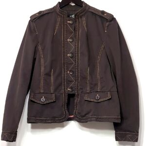 Morrissey Y | Cotton Brown Military Field Jacket Collar and Epaulettes Size 14